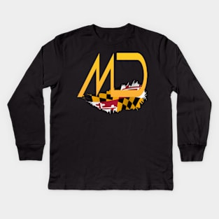 MD STATE FLAG DESIGN Kids Long Sleeve T-Shirt